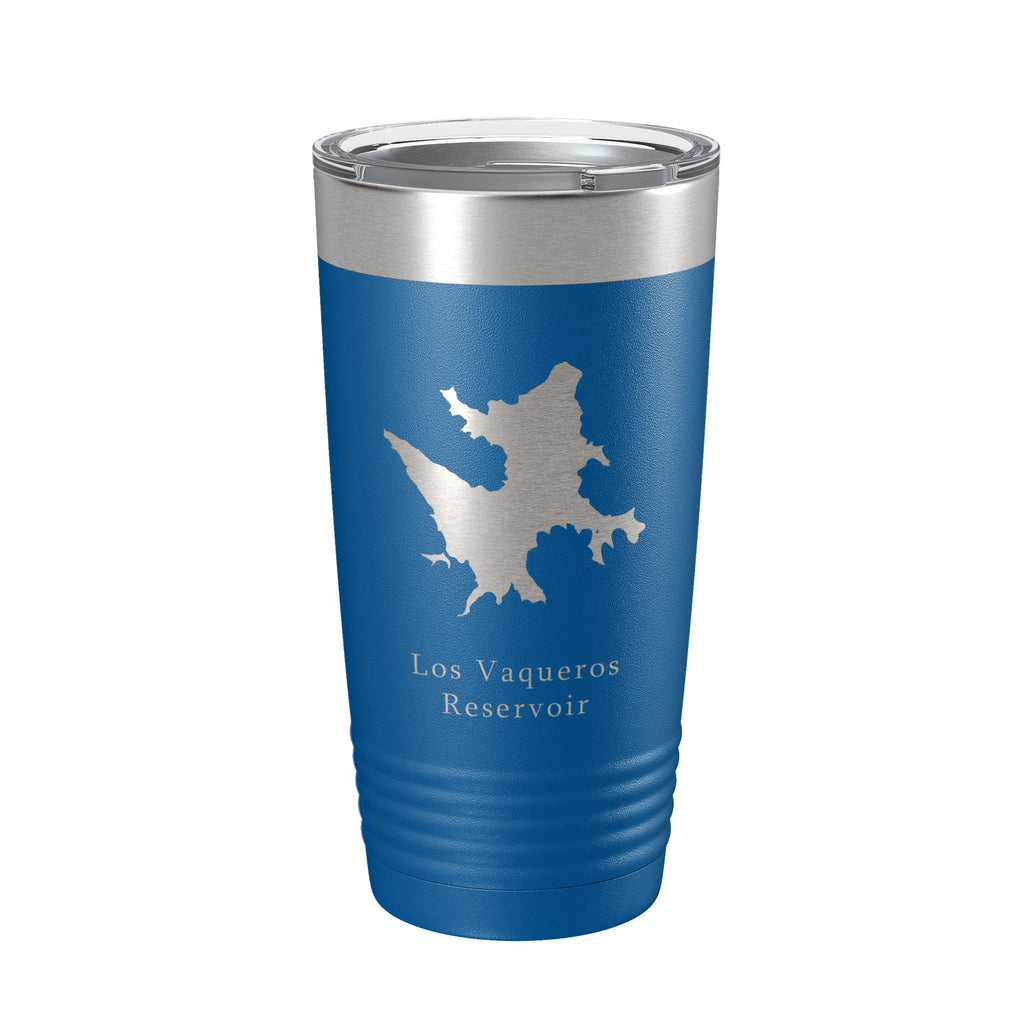 Los Vaqueros Reservoir Tumbler Lake Map Travel Mug Insulated Laser Engraved Coffee Cup California 20 oz