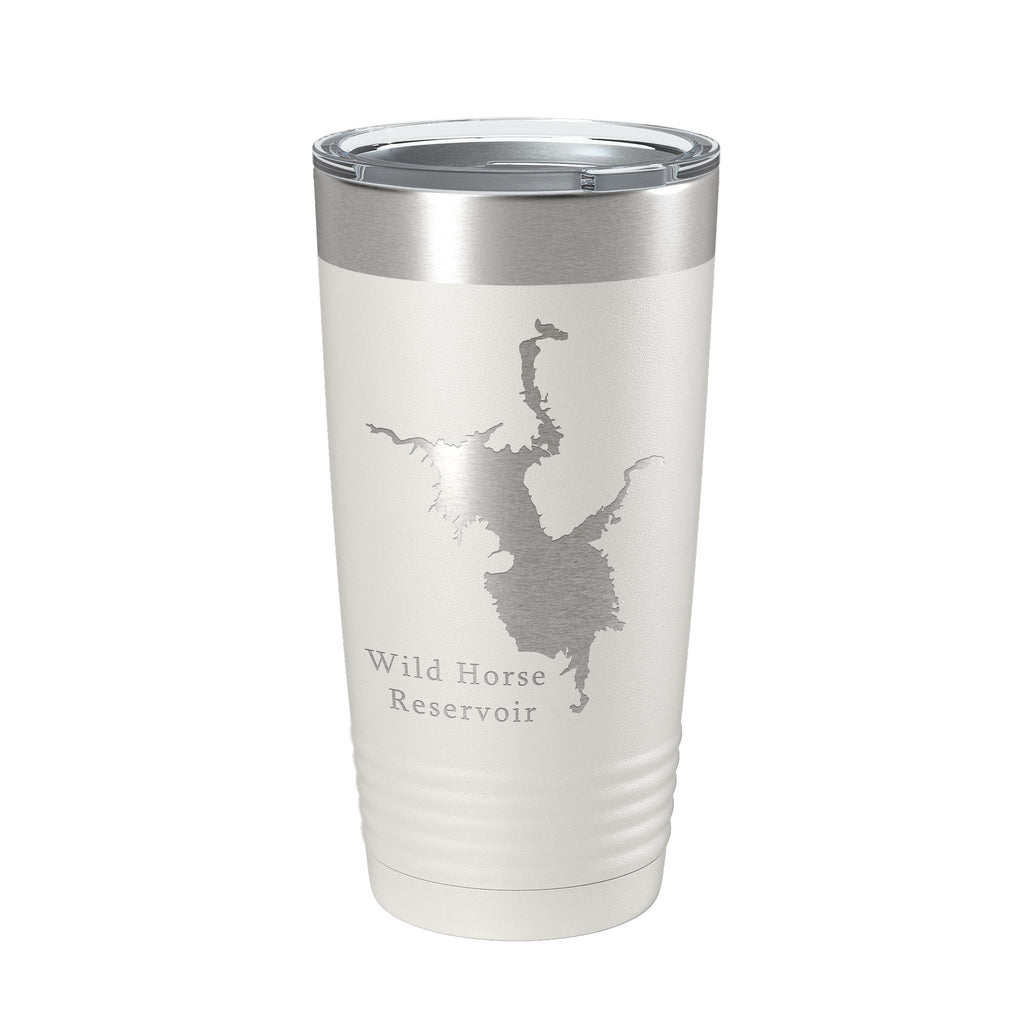 Wild Horse Reservoir Tumbler Lake Map Travel Mug Insulated Laser Engraved Coffee Cup Nevada 20 oz