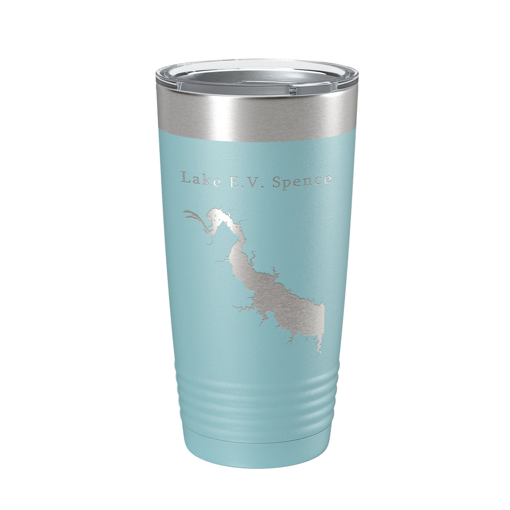 Lake E.V. Spence Reservoir Map Tumbler Travel Mug Insulated Laser Engraved Coffee Cup Texas 20 oz