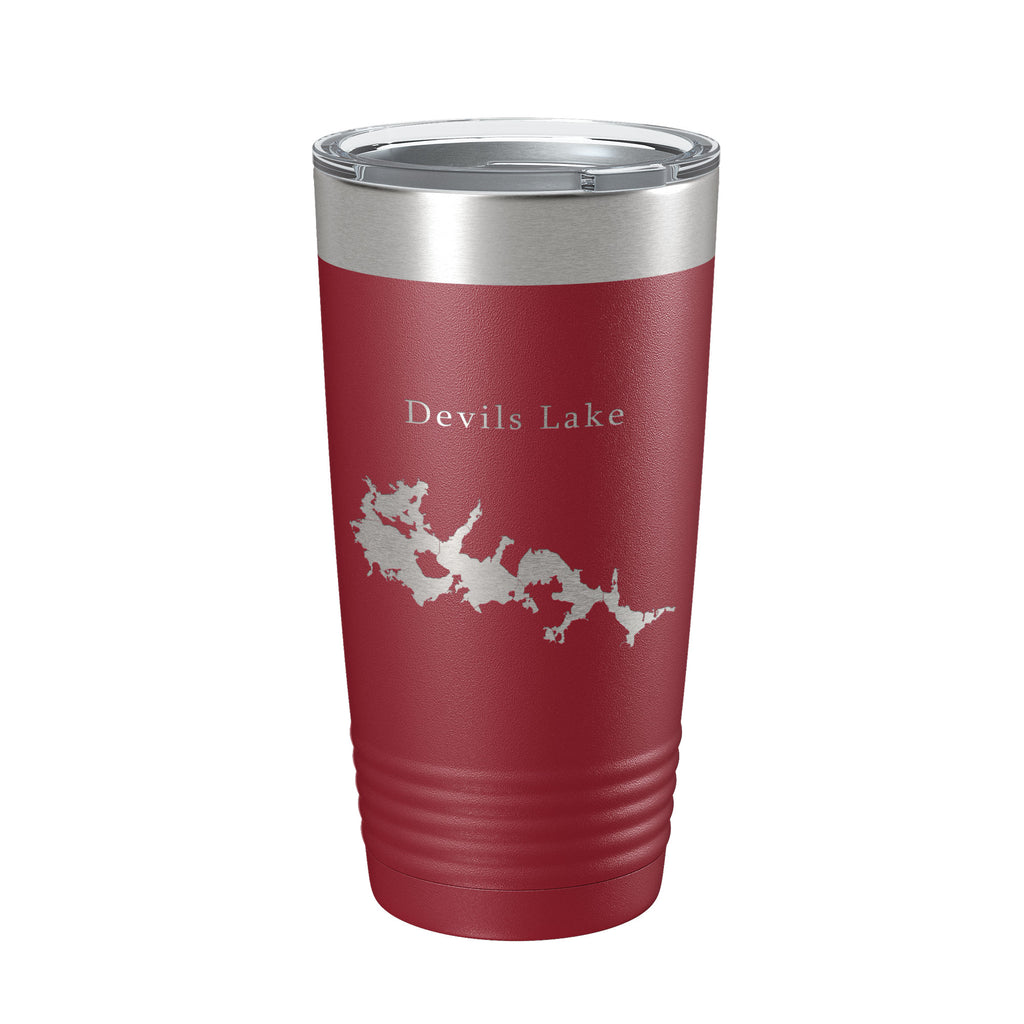 Devils Lake Map Tumbler Travel Mug Insulated Laser Engraved Coffee Cup North Dakota 20 oz