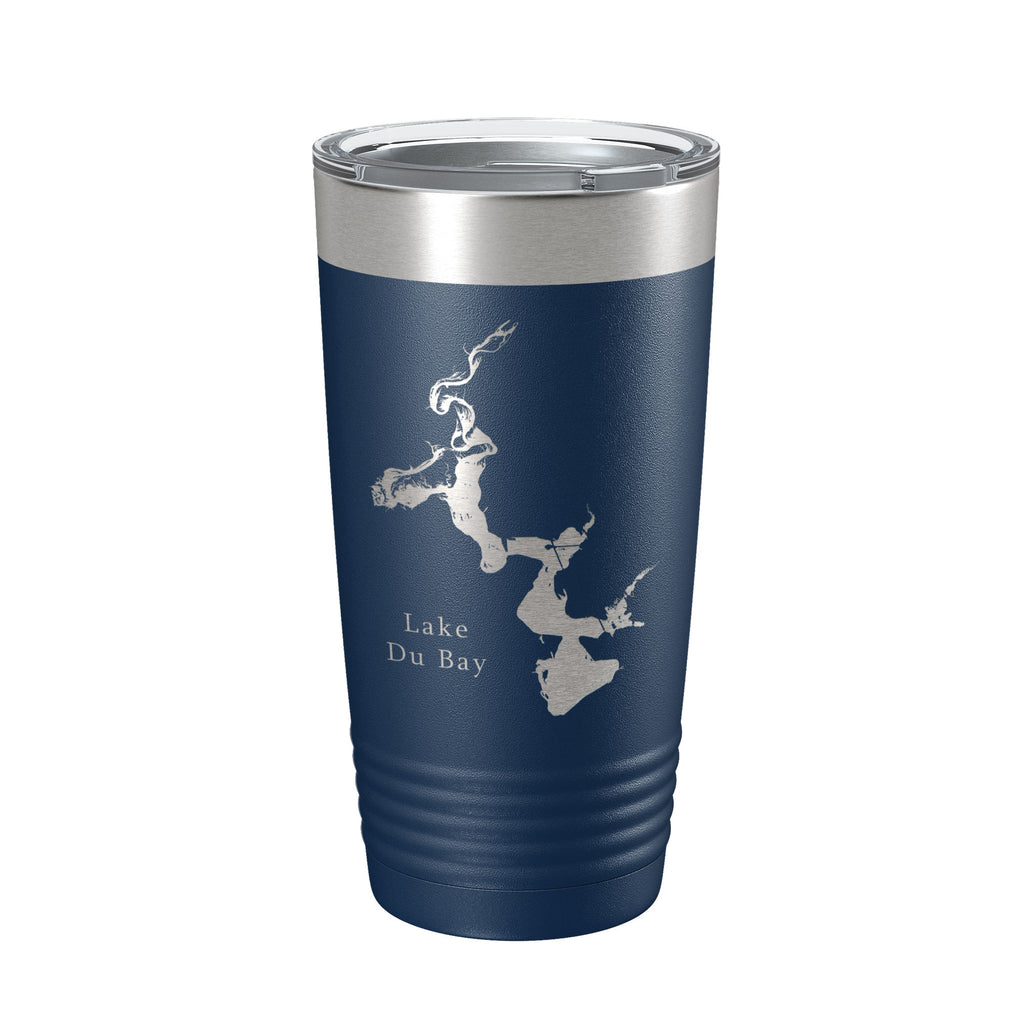 Lake Du Bay Map Tumbler Travel Mug Insulated Laser Engraved Coffee Cup Wisconsin 20 oz