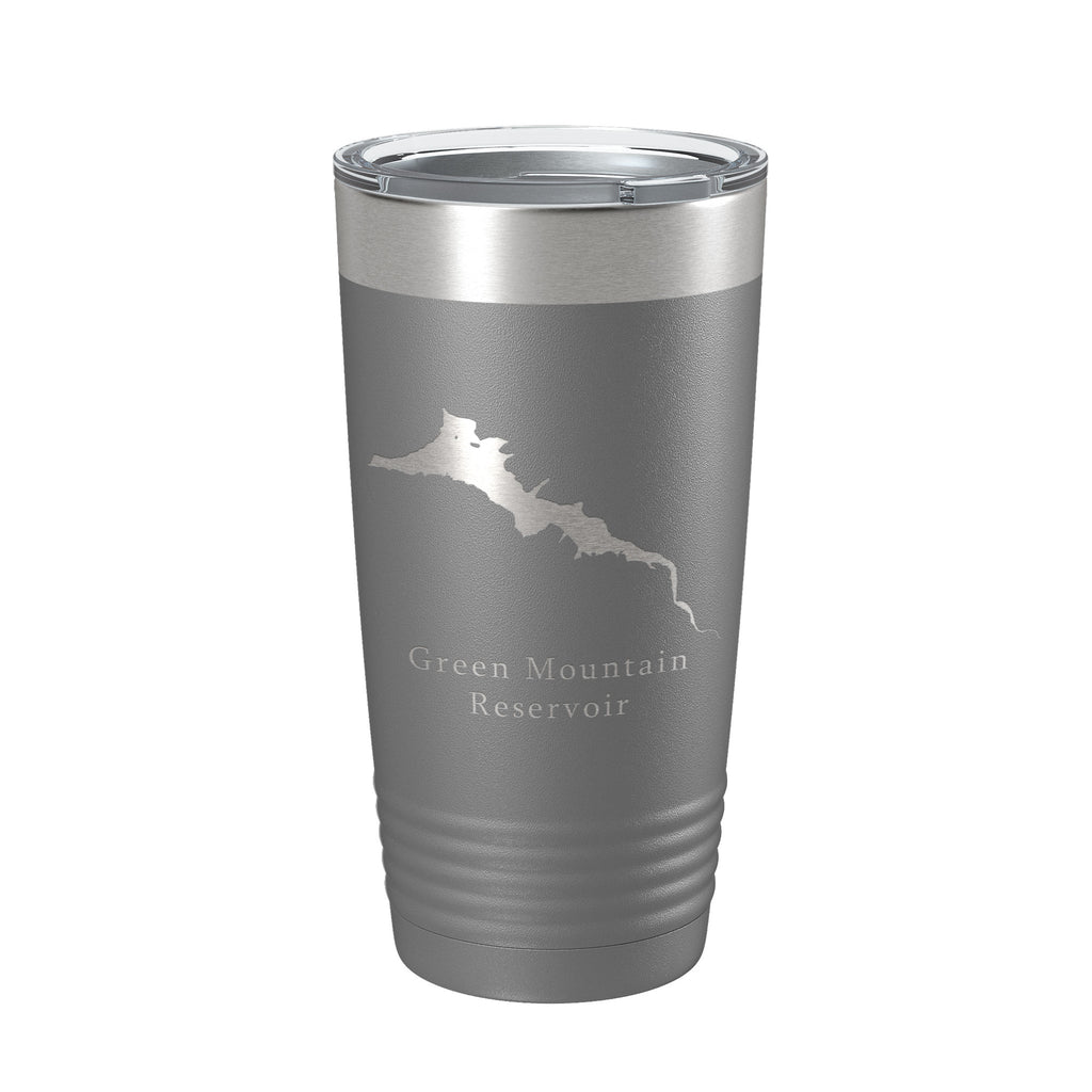 Green Mountain Reservoir Tumbler Lake Map Travel Mug Insulated Laser Engraved Coffee Cup Colorado 20 oz