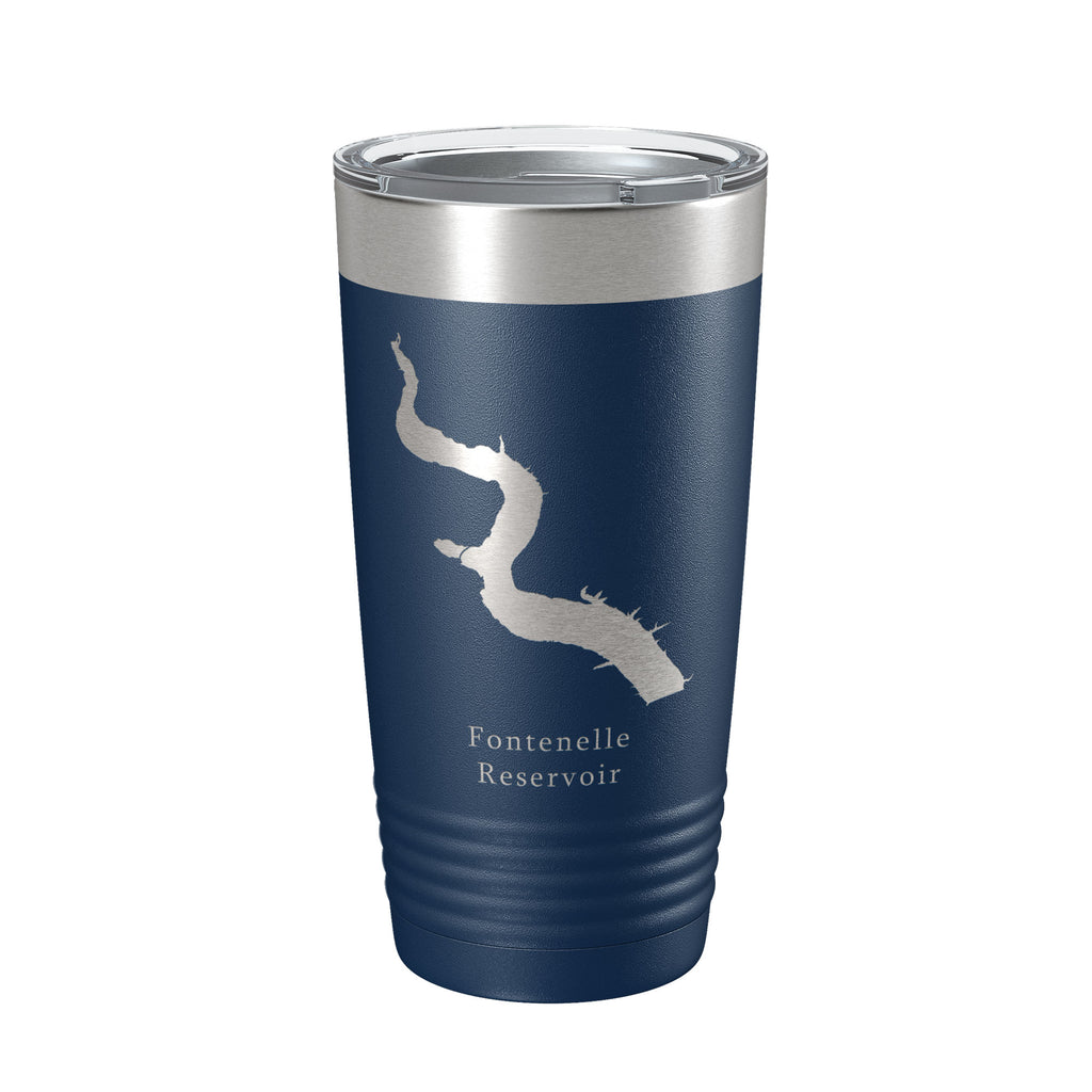 Fontenelle Reservoir Tumbler Lake Map Travel Mug Insulated Laser Engraved Coffee Cup Wyoming 20 oz