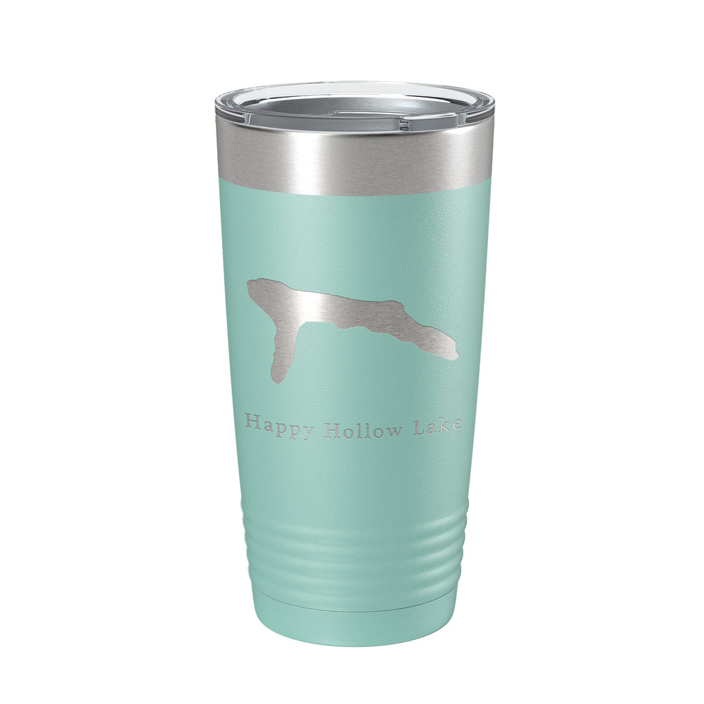 Happy Hollow Lake Map Tumbler Travel Mug Insulated Laser Engraved Coffee Cup Illinois 20 oz