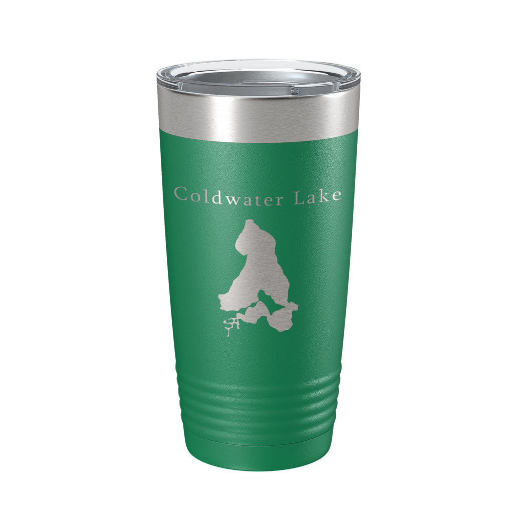 Coldwater Lake Map Tumbler Travel Mug Insulated Laser Engraved Coffee Cup Michigan 20 oz