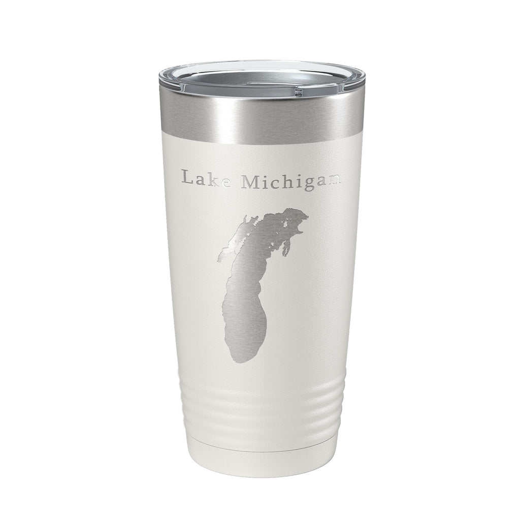 Lake Michigan Map Tumbler Travel Mug Insulated Laser Engraved Coffee Cup Illinois Wisconsin Indiana Michigan 20 oz