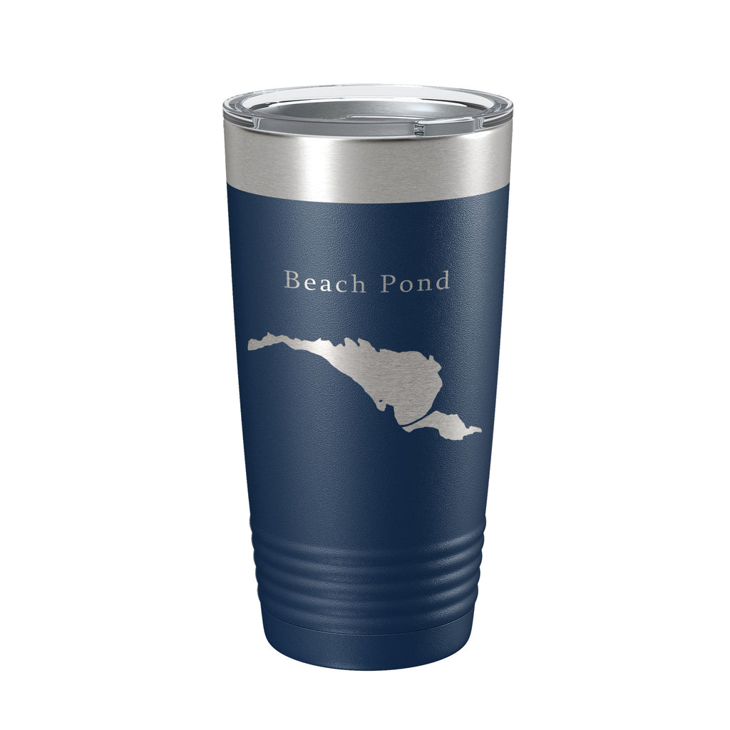 Beach Pond Tumbler Lake Map Travel Mug Insulated Laser Engraved Coffee Cup Connecticut Rhode Island 20 oz