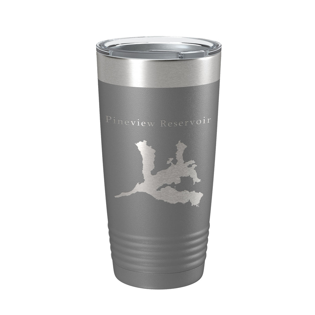 Pineview Reservoir Tumbler Lake Map Travel Mug Insulated Laser Engraved Coffee Cup Utah 20 oz