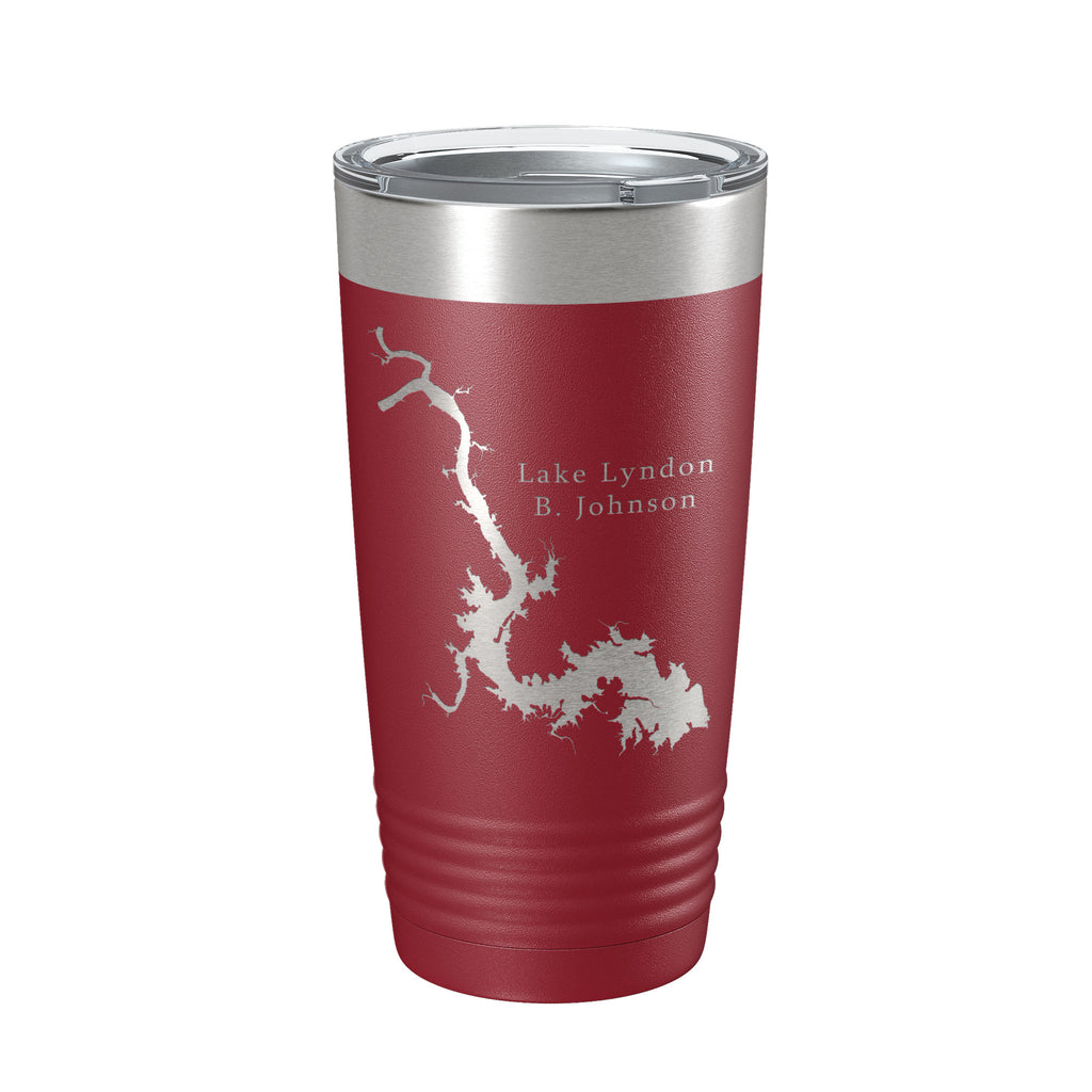 Lake Lyndon B. Johnson Map Tumbler Travel Mug Insulated Laser Engraved Coffee Cup Texas 20 oz