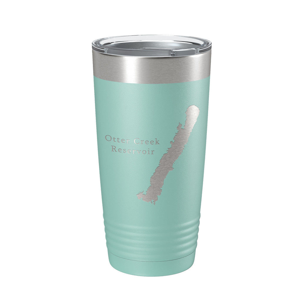 Otter Creek Reservoir Tumbler Lake Map Travel Mug Insulated Laser Engraved Coffee Cup Utah 20 oz