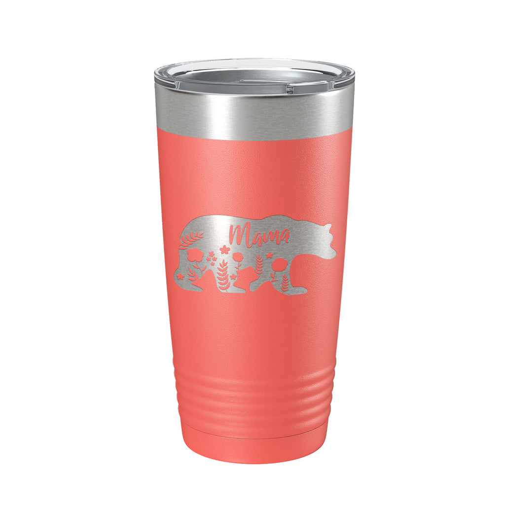 Mama Bear Tumbler Travel Mug Insulated Laser Engraved Coffee Cup Momma Mama Gift Mother's Day Floral 20 oz