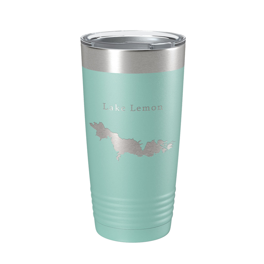 Lake Lemon Map Tumbler Travel Mug Insulated Laser Engraved Coffee Cup Indiana 20 oz