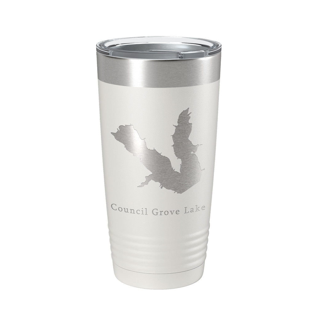 Council Grove Lake Map Tumbler Travel Mug Insulated Laser Engraved Coffee Cup Kansas 20 oz