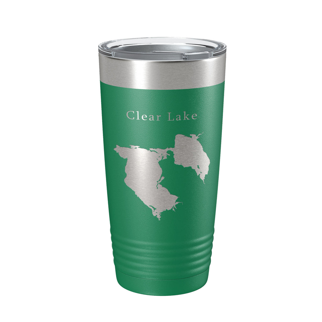 Clear Lake Reservoir Map Tumbler Travel Mug Insulated Laser Engraved Coffee Cup California 20 oz