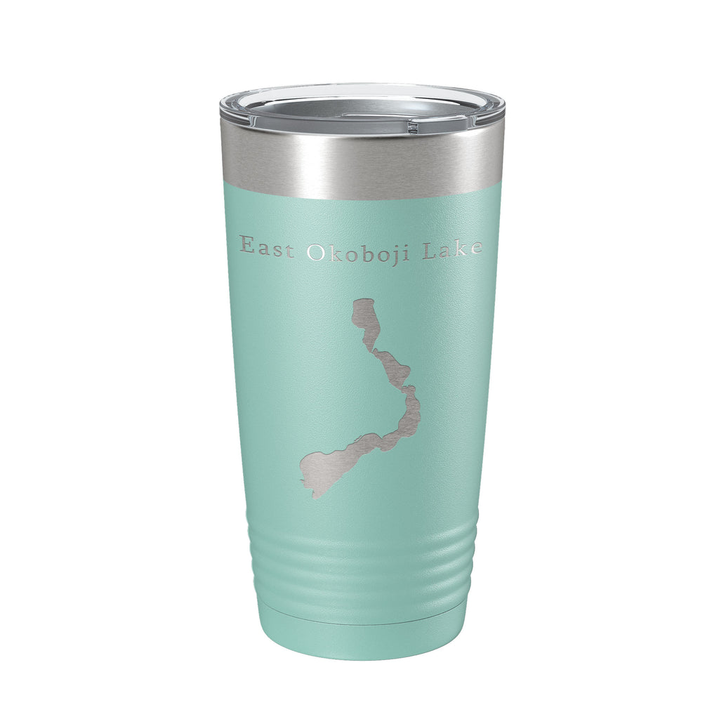 East Okoboji Lake Map Tumbler Travel Mug Insulated Laser Engraved Coffee Cup Iowa 20 oz