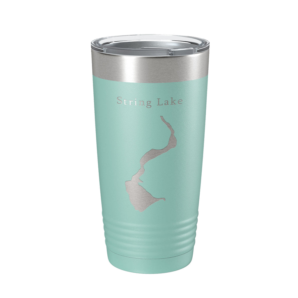 String Lake Map Tumbler Travel Mug Insulated Laser Engraved Coffee Cup Grand Teton Wyoming 20 oz