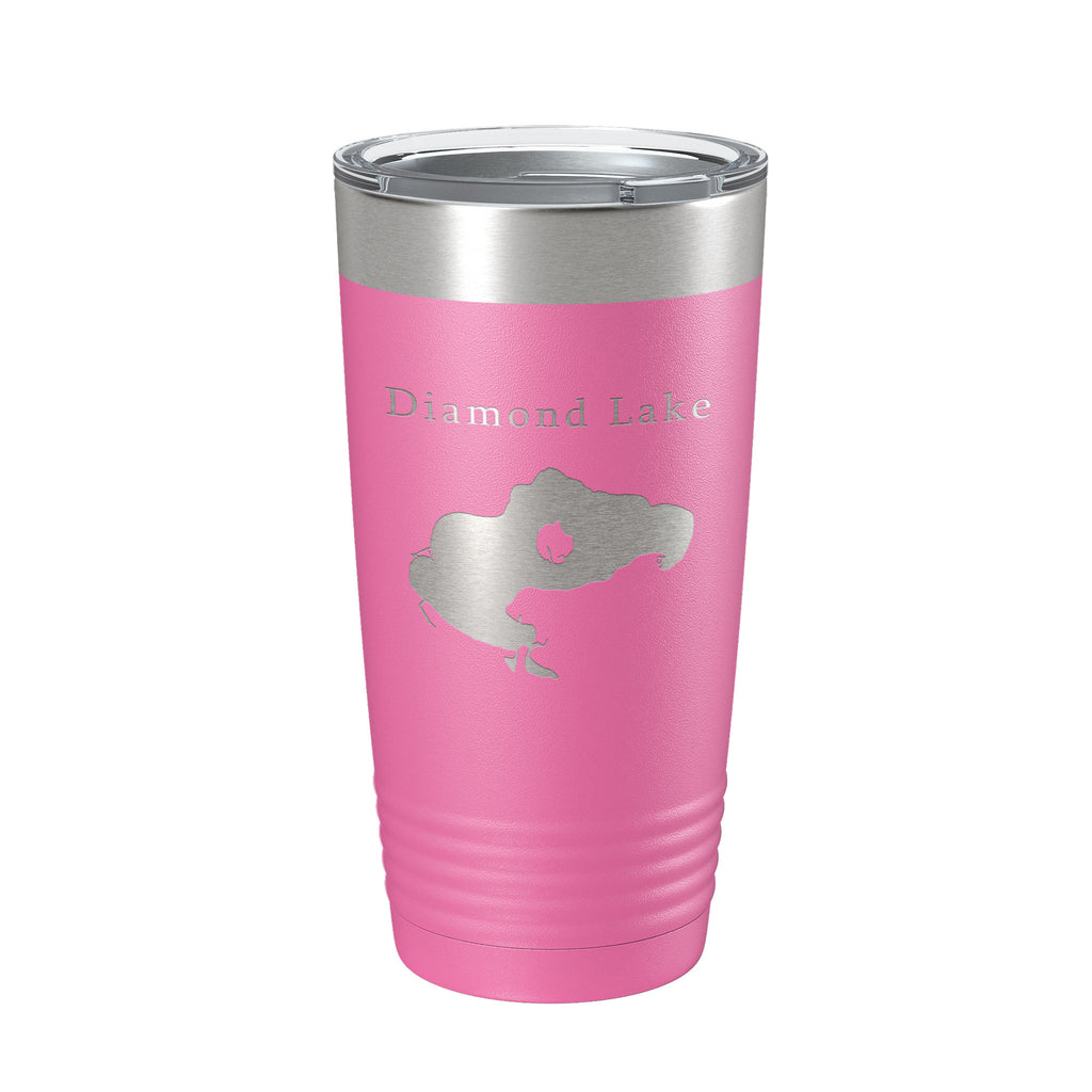 Diamond Lake Map Tumbler Travel Mug Insulated Laser Engraved Coffee Cup Michigan 20 oz