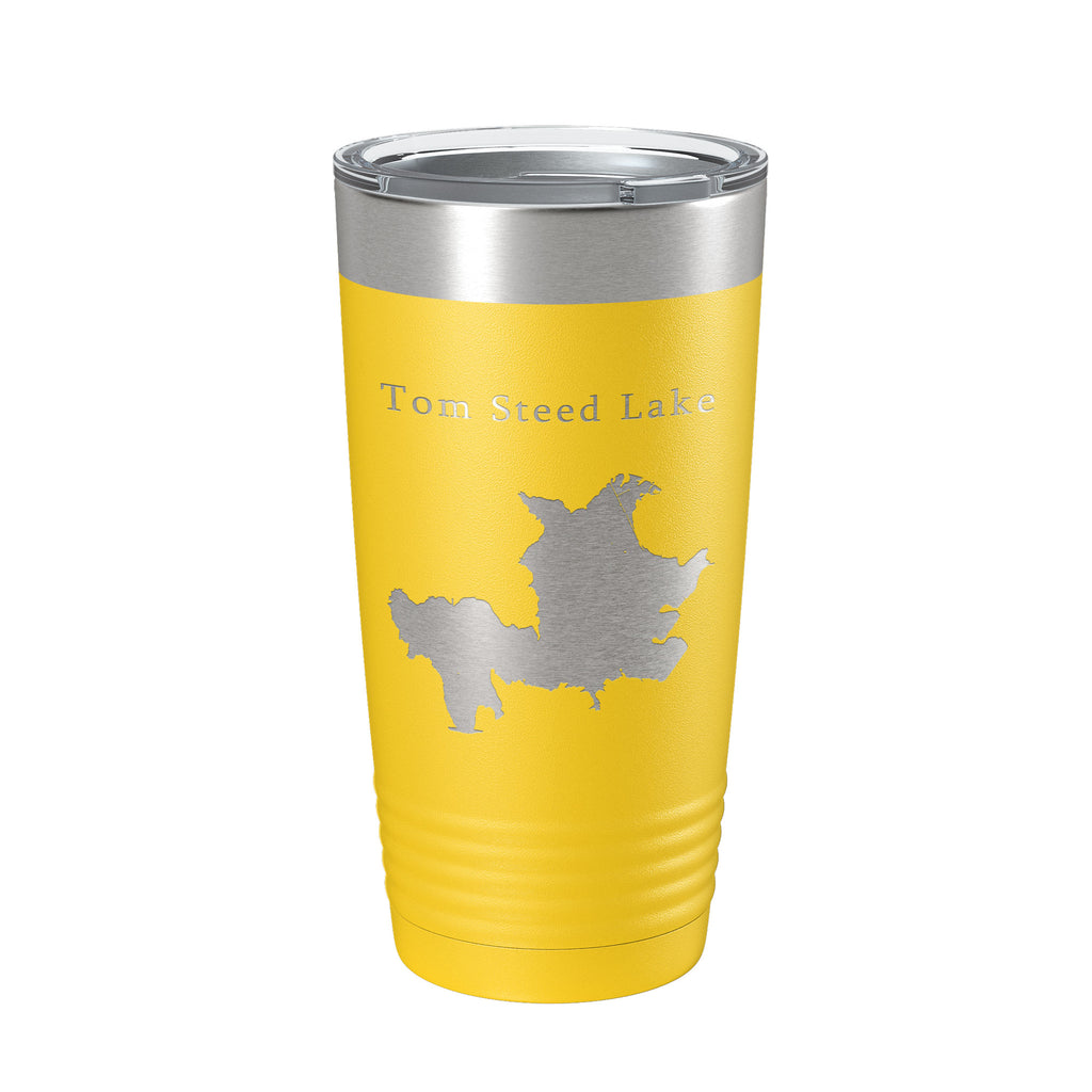 Tom Steed Lake Map Tumbler Travel Mug Insulated Laser Engraved Coffee Cup Oklahoma 20 oz