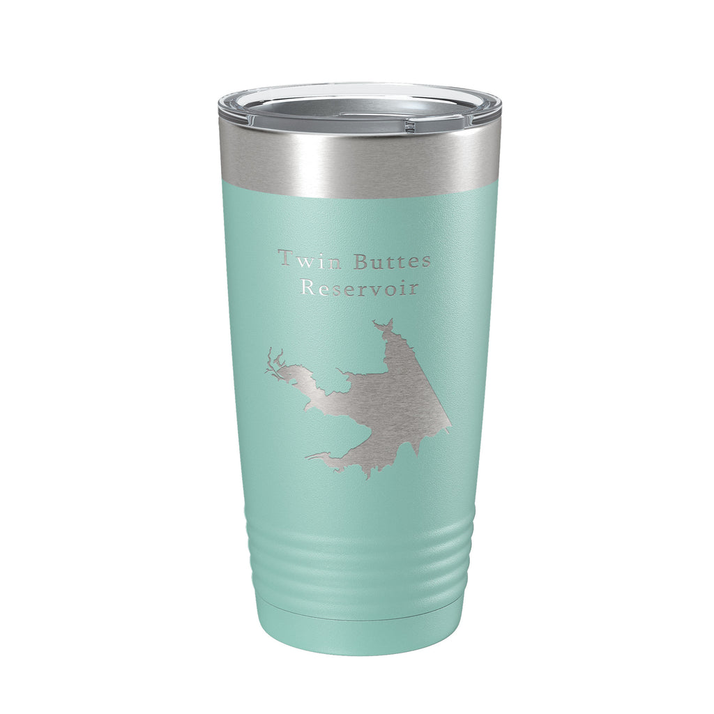 Twin Buttes Reservoir Tumbler Lake Map Travel Mug Insulated Laser Engraved Coffee Cup Texas 20 oz