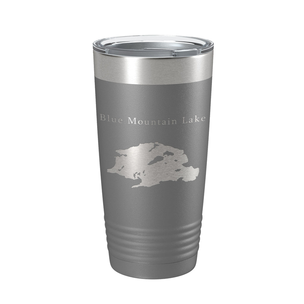 Blue Mountain Lake Map Tumbler Travel Mug Insulated Laser Engraved Coffee Cup New York 20 oz