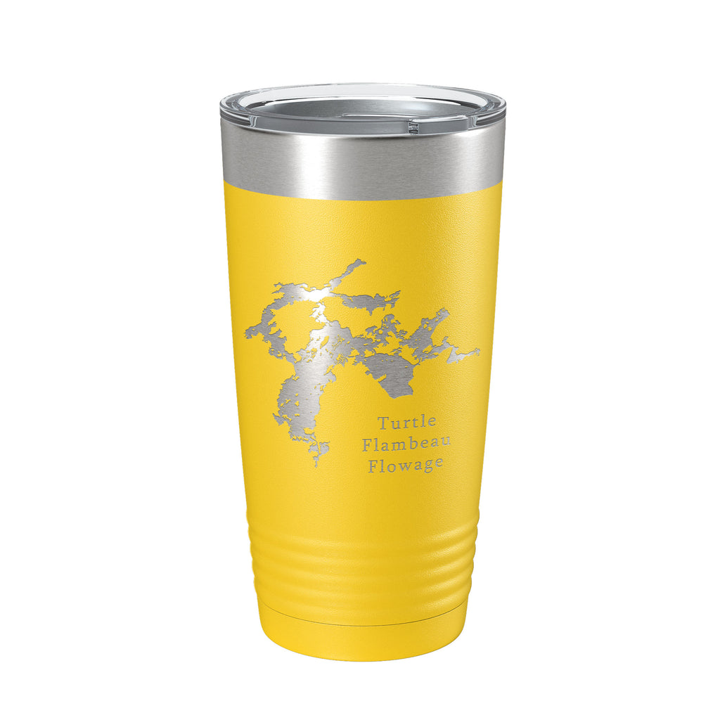 Turtle Flambeau Flowage Tumbler Lake Map Travel Mug Insulated Laser Engraved Coffee Cup Wisconsin 20 oz