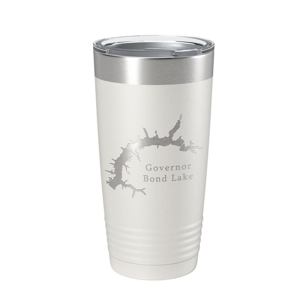 Governor Bond Lake Map Tumbler Travel Mug Insulated Laser Engraved Coffee Cup Illinois 20 oz