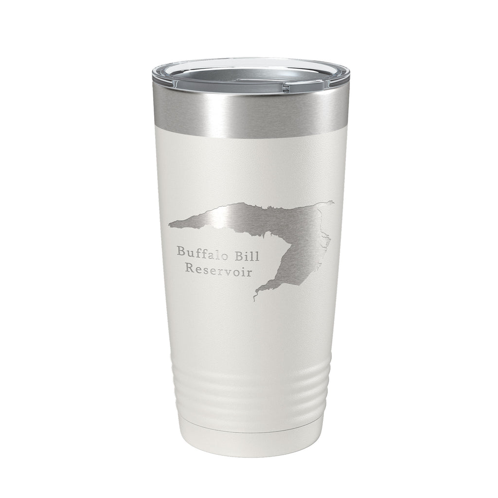 Buffalo Bill Reservoir Tumbler Lake Map Travel Mug Insulated Laser Engraved Coffee Cup Wyoming 20 oz