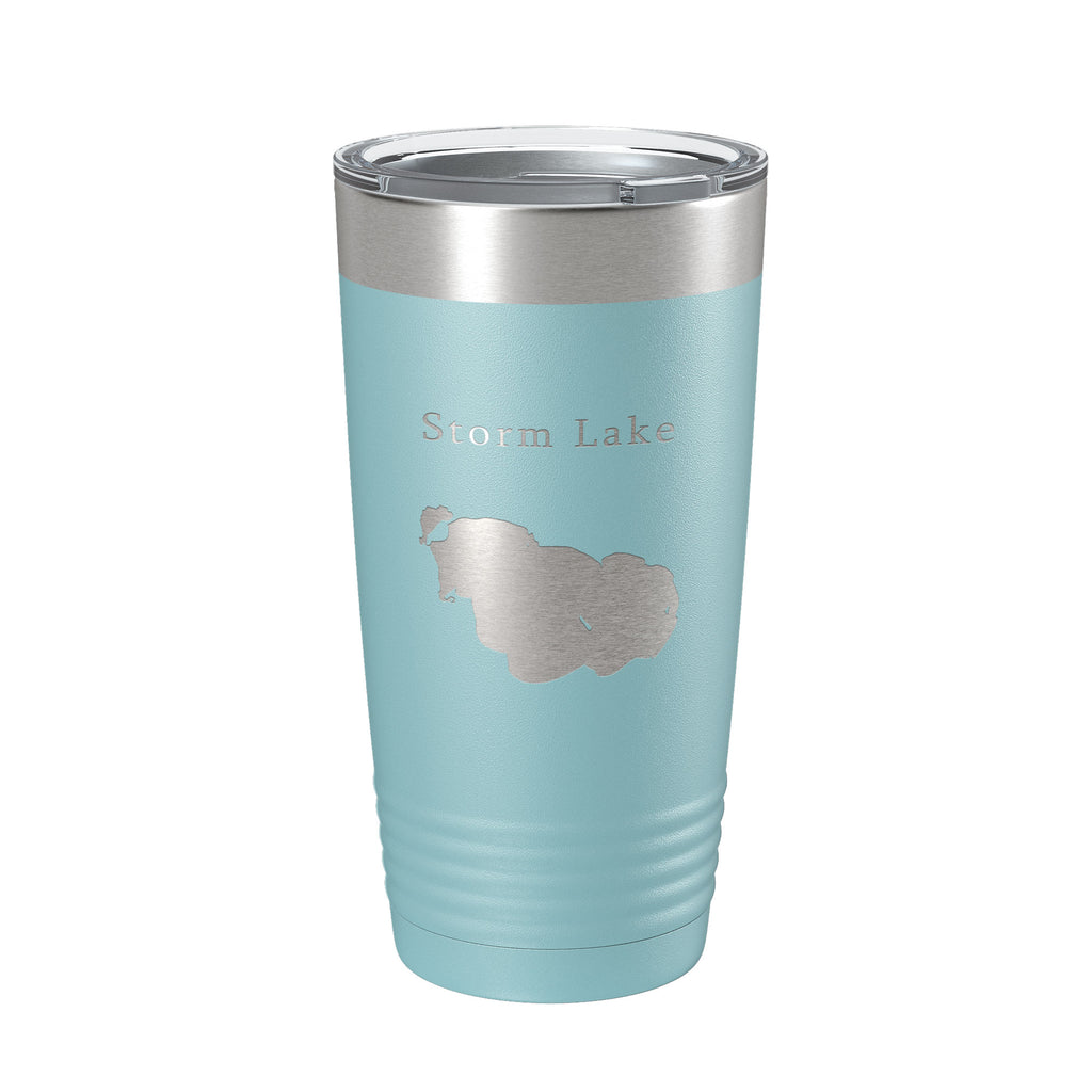 Storm Lake Map Tumbler Travel Mug Insulated Laser Engraved Coffee Cup Iowa 20 oz