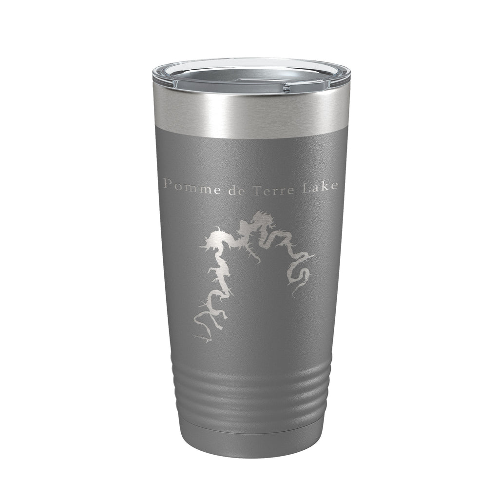 Pomme de Terre Lake Map Tumbler Travel Mug Insulated Laser Engraved Coffee Cup Missouri 20 oz