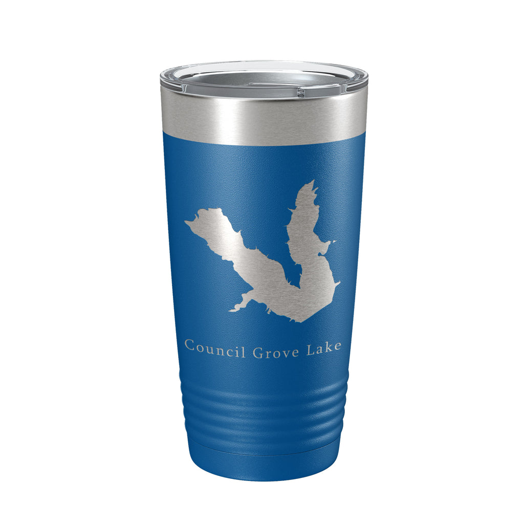 Council Grove Lake Map Tumbler Travel Mug Insulated Laser Engraved Coffee Cup Kansas 20 oz