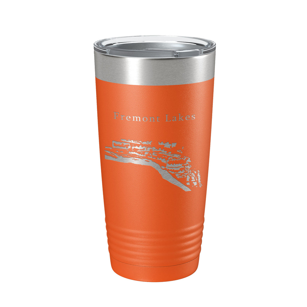 Fremont Lakes Map Tumbler Travel Mug Insulated Laser Engraved Coffee Cup Platte River Nebraska 20 oz