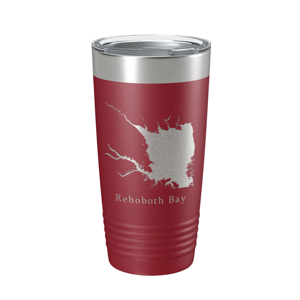 Rehoboth Bay Tumbler Lake Map Travel Mug Insulated Laser Engraved Coffee Cup Delaware 20 oz