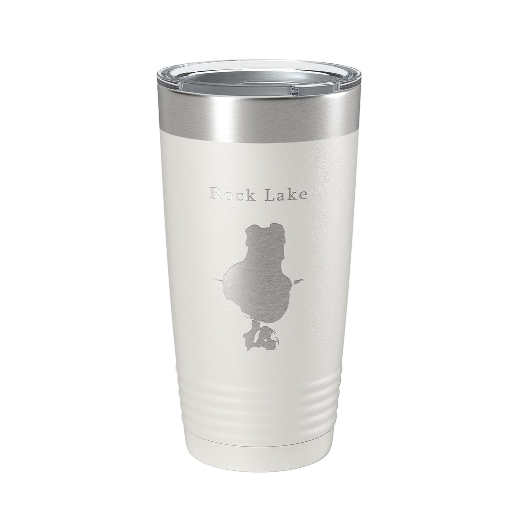 Rock Lake Map Tumbler Travel Mug Insulated Laser Engraved Coffee Cup Wisconsin 20 oz