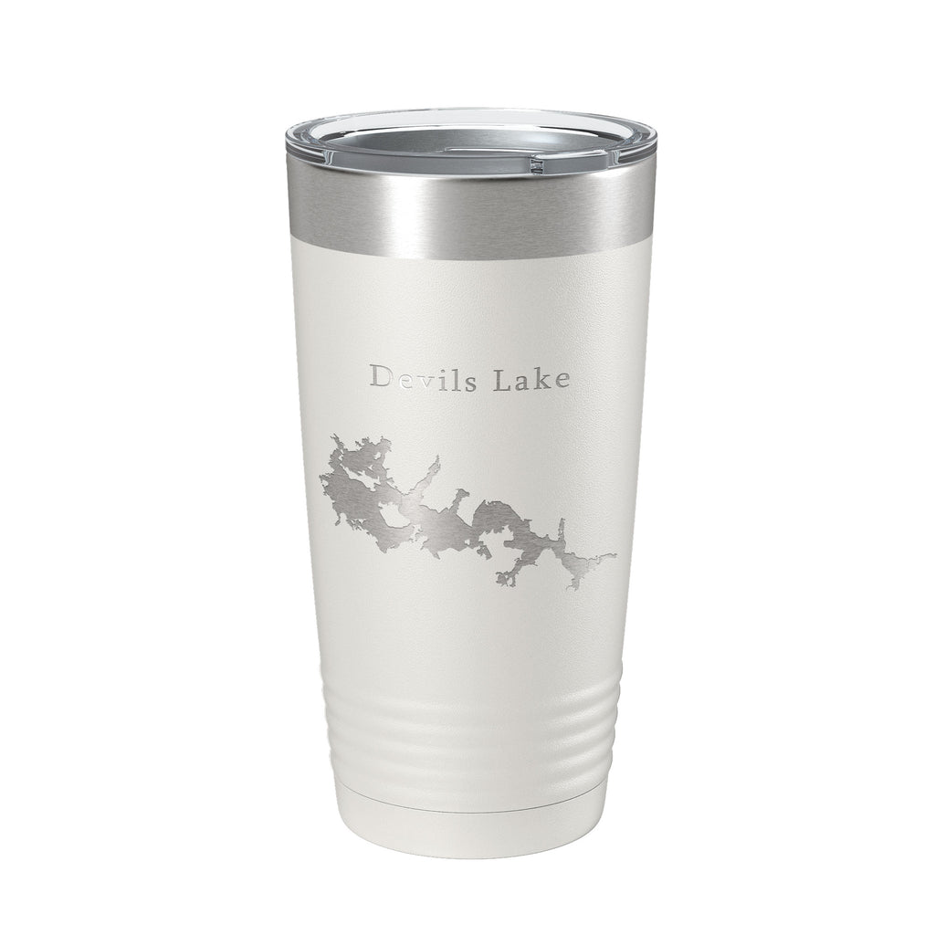 Devils Lake Map Tumbler Travel Mug Insulated Laser Engraved Coffee Cup North Dakota 20 oz