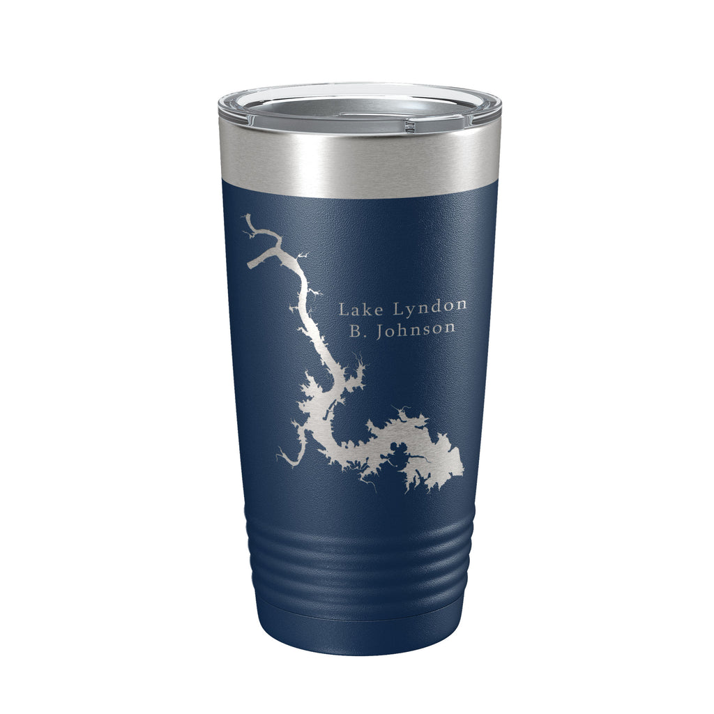 Lake Lyndon B. Johnson Map Tumbler Travel Mug Insulated Laser Engraved Coffee Cup Texas 20 oz