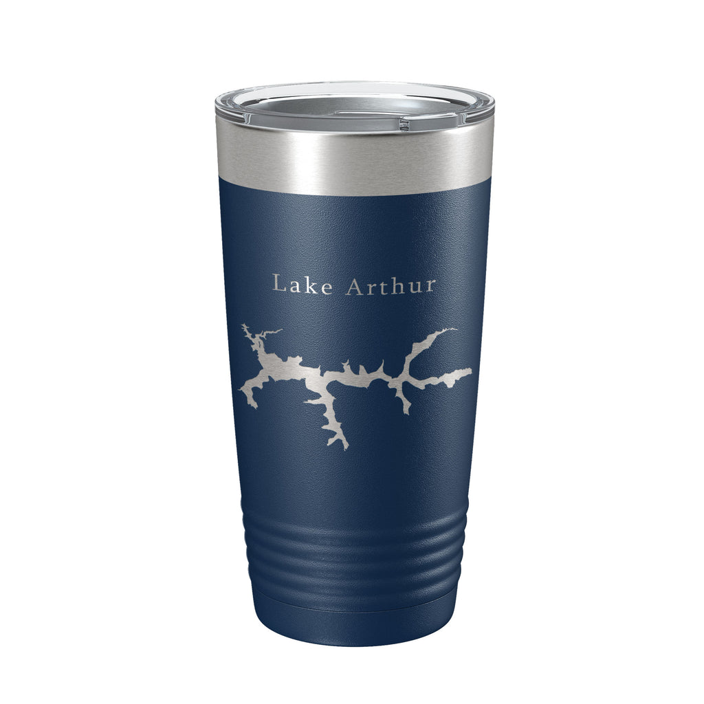 Lake Arthur Map Tumbler Travel Mug Insulated Laser Engraved Coffee Cup Pennsylvania 20 oz