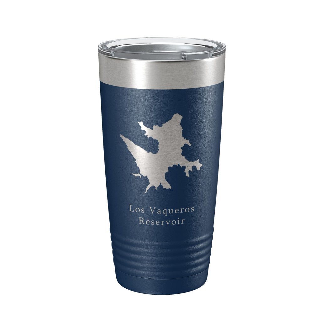 Los Vaqueros Reservoir Tumbler Lake Map Travel Mug Insulated Laser Engraved Coffee Cup California 20 oz