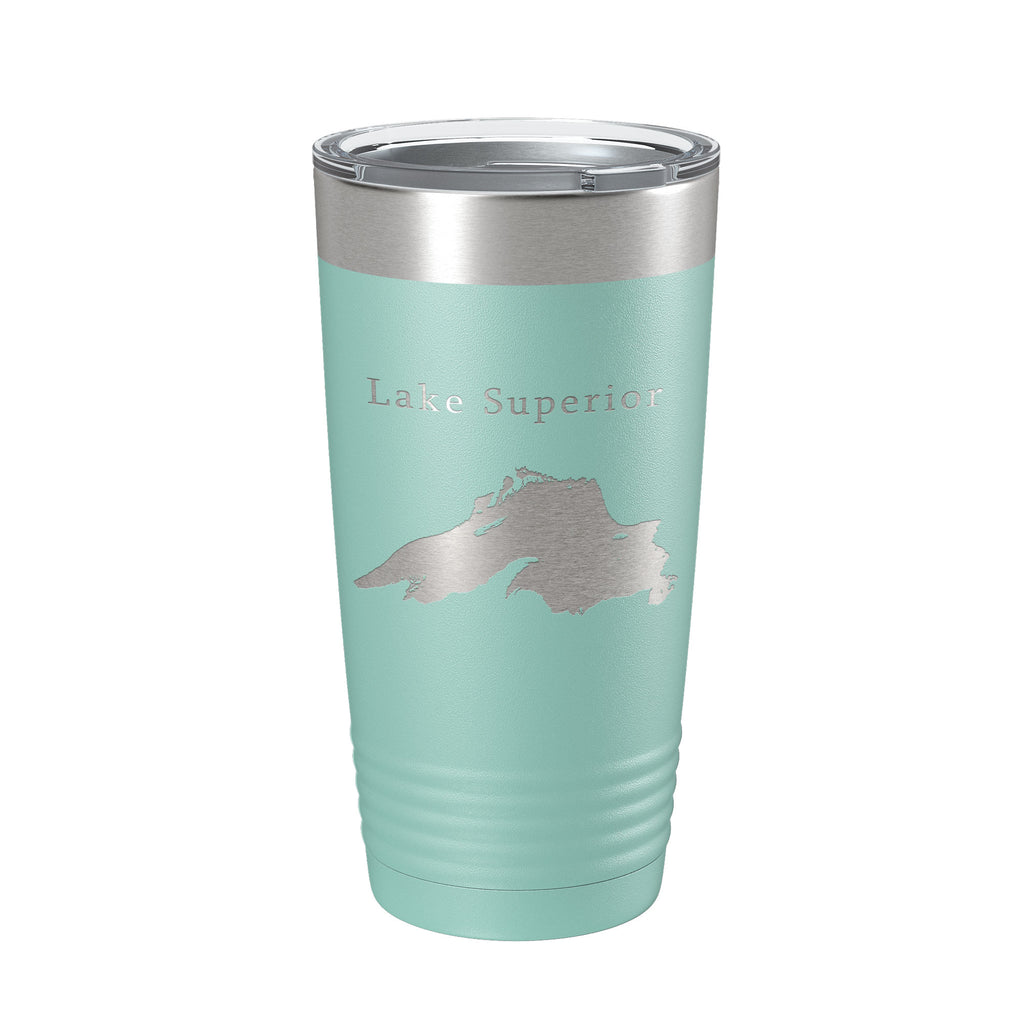 Lake Superior Map Tumbler Travel Mug Insulated Laser Engraved Coffee Cup Michigan Minnesota Wisconsin 20 oz