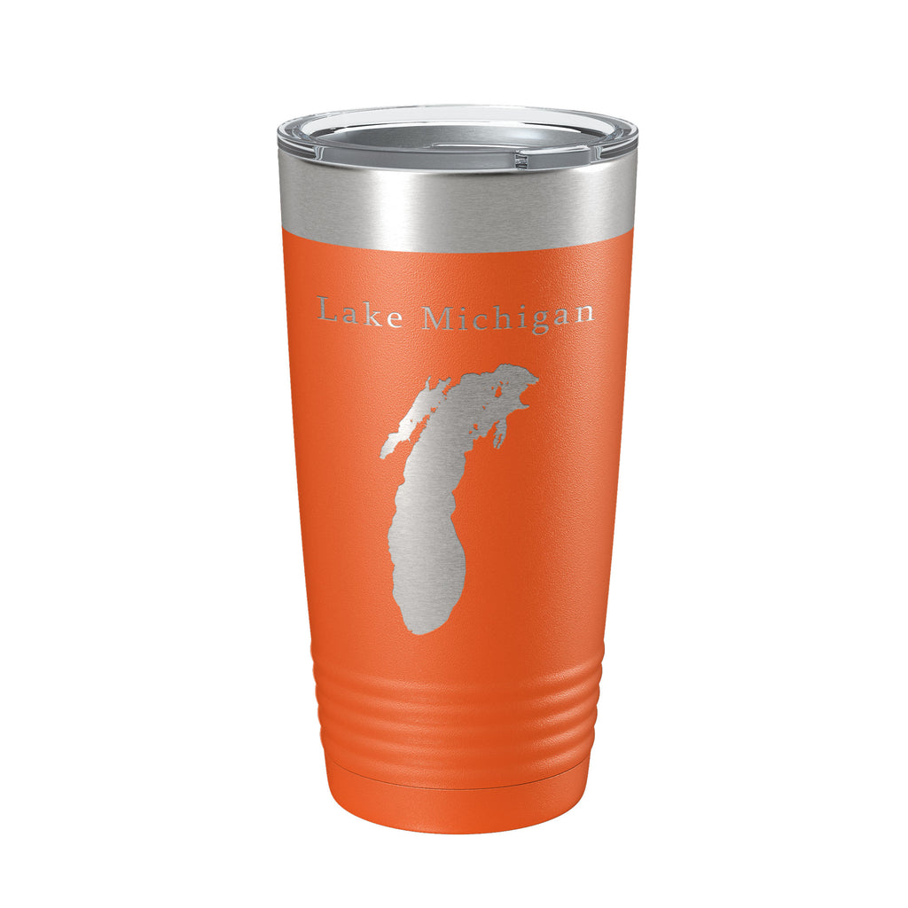 Lake Michigan Map Tumbler Travel Mug Insulated Laser Engraved Coffee Cup Illinois Wisconsin Indiana Michigan 20 oz