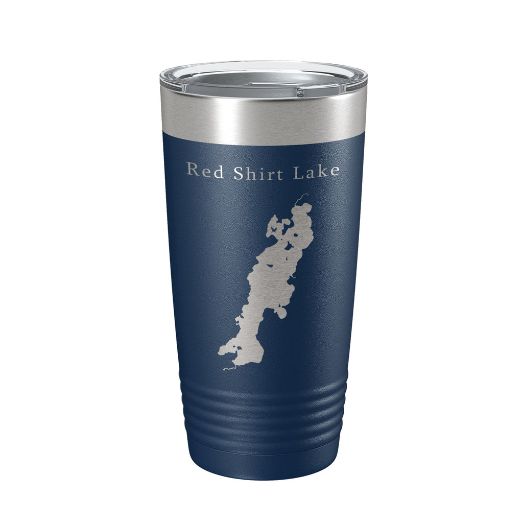 Red Shirt Lake Map Tumbler Travel Mug Insulated Laser Engraved Coffee Cup Alaska 20 oz