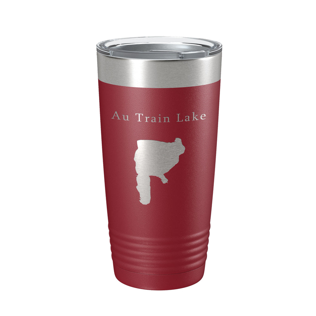 Au Train Lake Map Tumbler Travel Mug Insulated Laser Engraved Coffee Cup Michigan 20 oz