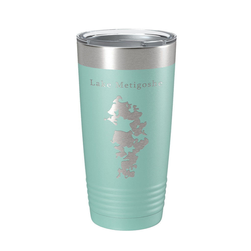 Lake Metigoshe Map Tumbler Travel Mug Insulated Laser Engraved Coffee Cup North Dakota 20 oz