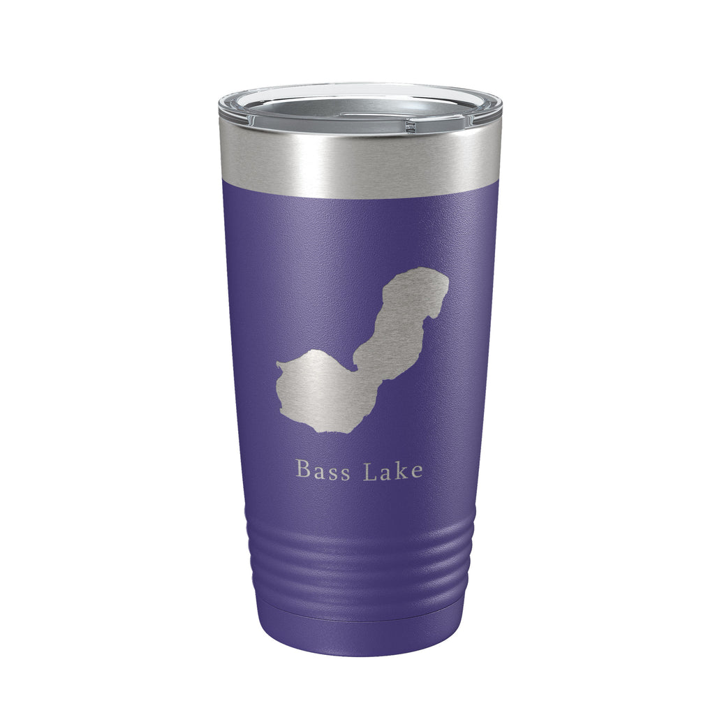 Bass Lake Map Tumbler Travel Mug Insulated Laser Engraved Coffee Cup Indiana 20 oz