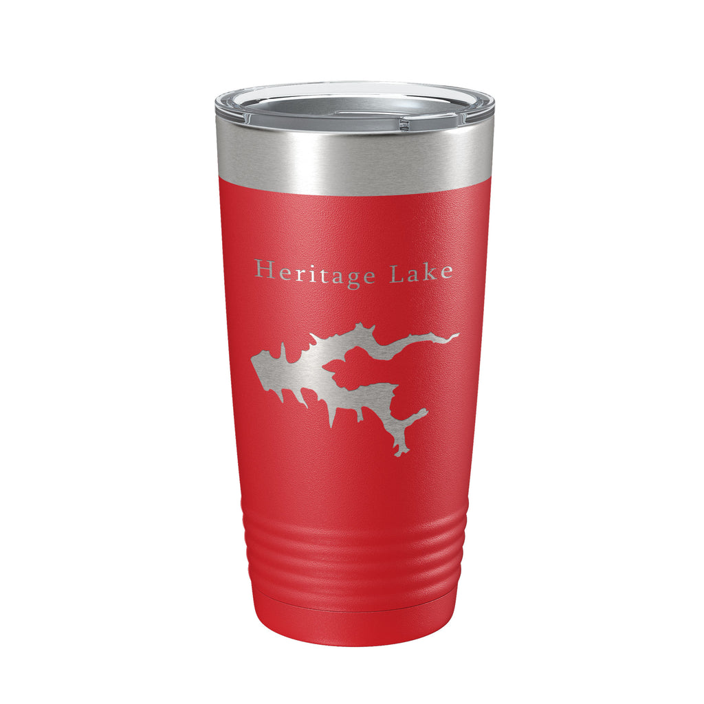 Heritage Lake Map Tumbler Travel Mug Insulated Laser Engraved Coffee Cup Illinois 20 oz