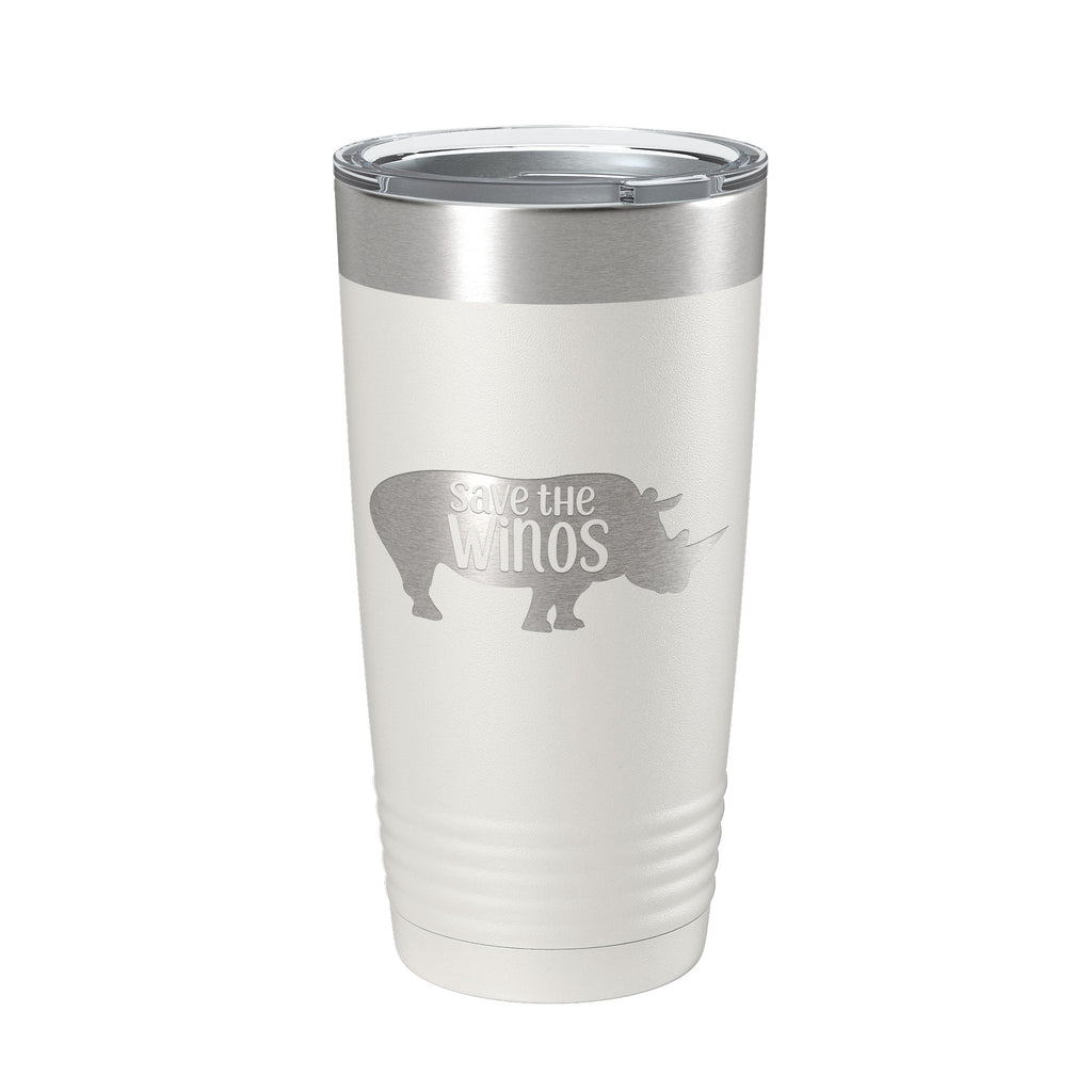 Save The Winos Tumbler Wine Rhinos Travel Mug Insulated Laser Engraved Coffee Cup Gift 20 oz