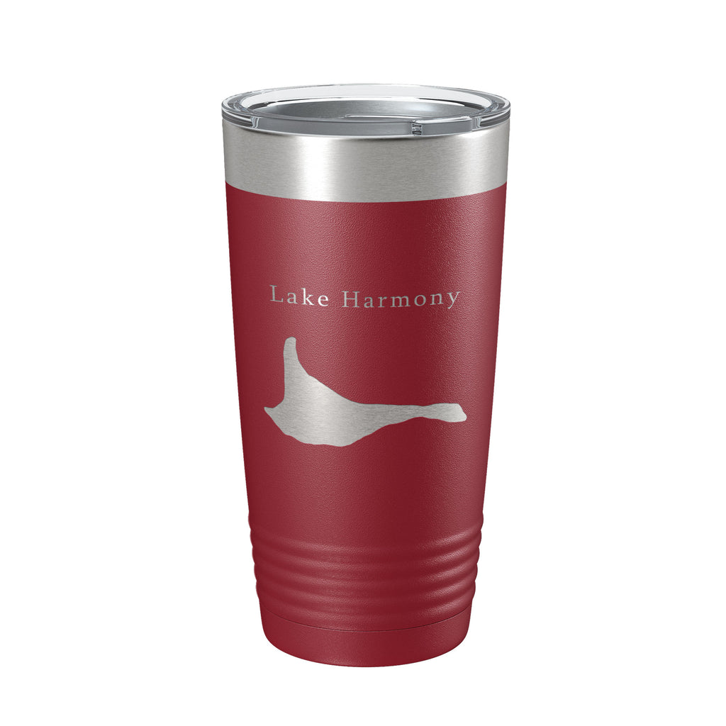 Lake Harmony Map Tumbler Travel Mug Insulated Laser Engraved Coffee Cup Pennsylvania 20 oz