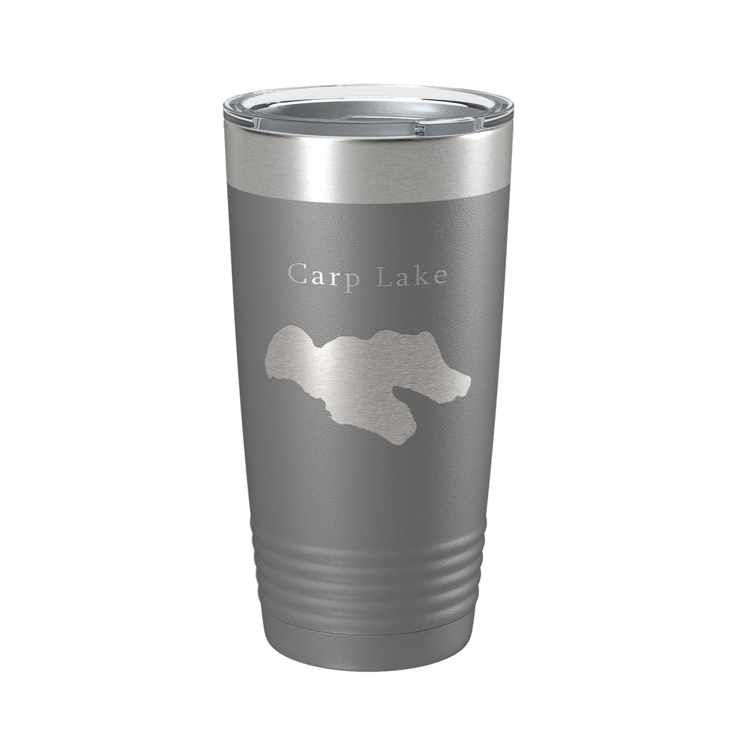 Carp Lake Map Tumbler Travel Mug Insulated Laser Engraved Coffee Cup Michigan 20 oz