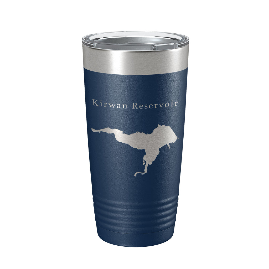 Kirwan Reservoir Tumbler Lake Map Travel Mug Insulated Laser Engraved Coffee Cup Kansas 20 oz