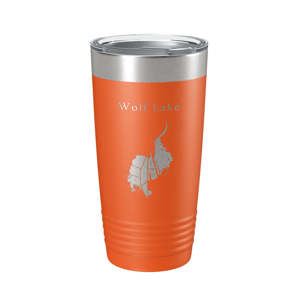 Wolf Lake Map Tumbler Travel Mug Insulated Laser Engraved Coffee Cup Indiana Illinois 20 oz