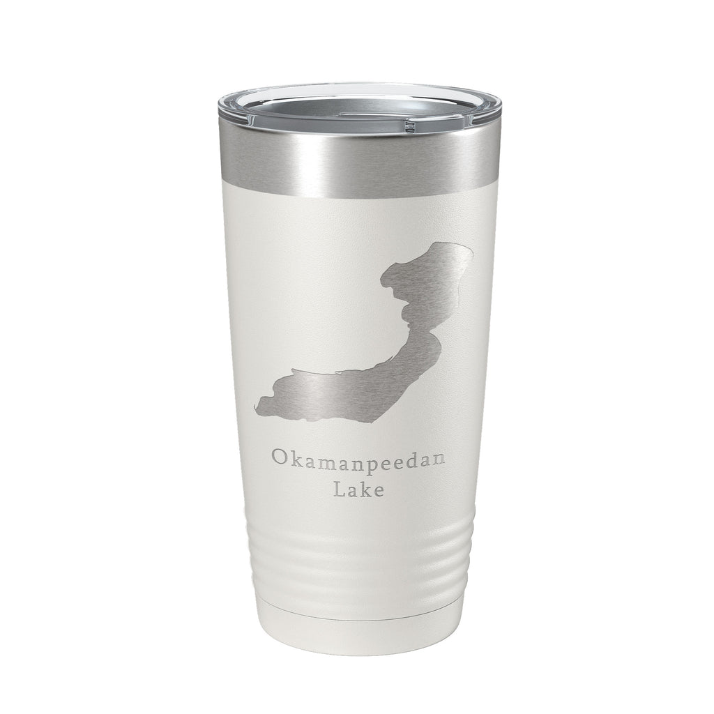 Okamanpeedan Lake Map Tumbler Travel Mug Insulated Laser Engraved Coffee Cup Iowa Minnesota 20 oz